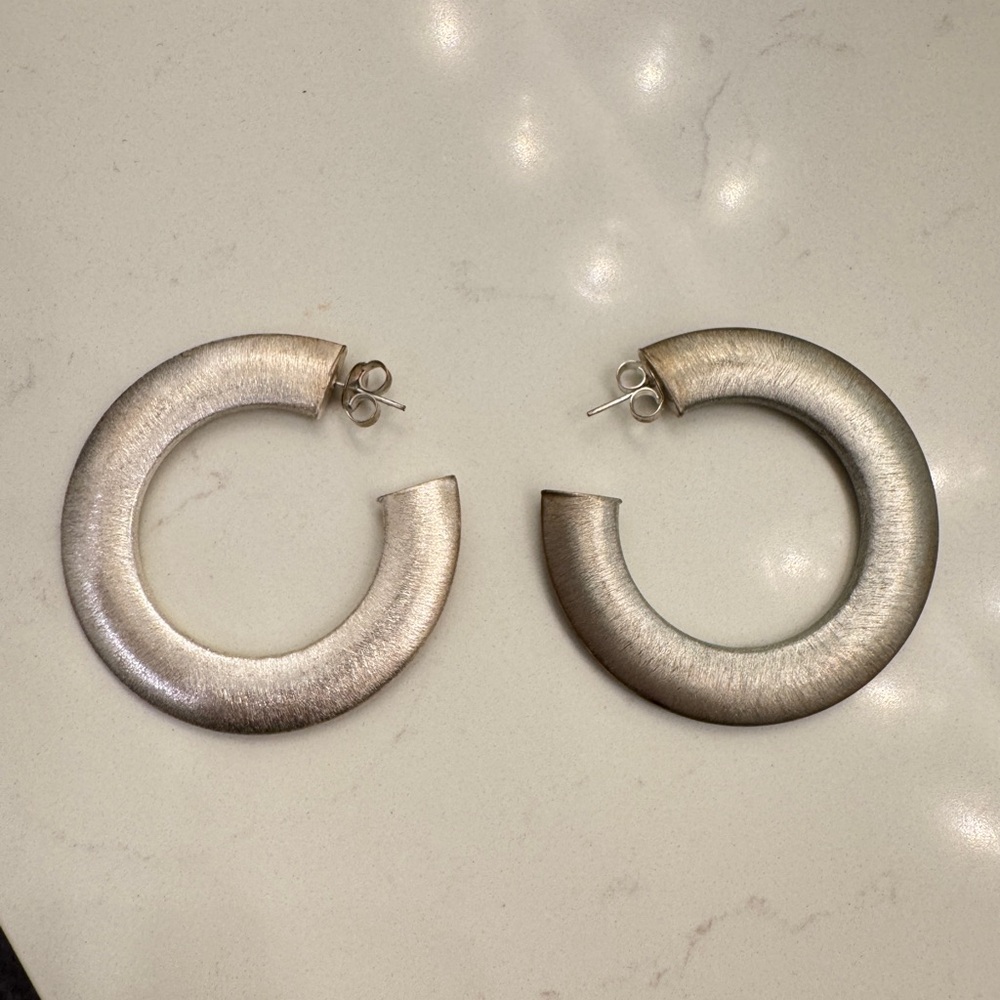 Sheila Fajl Irene Brushed Silver Hoop Earrings